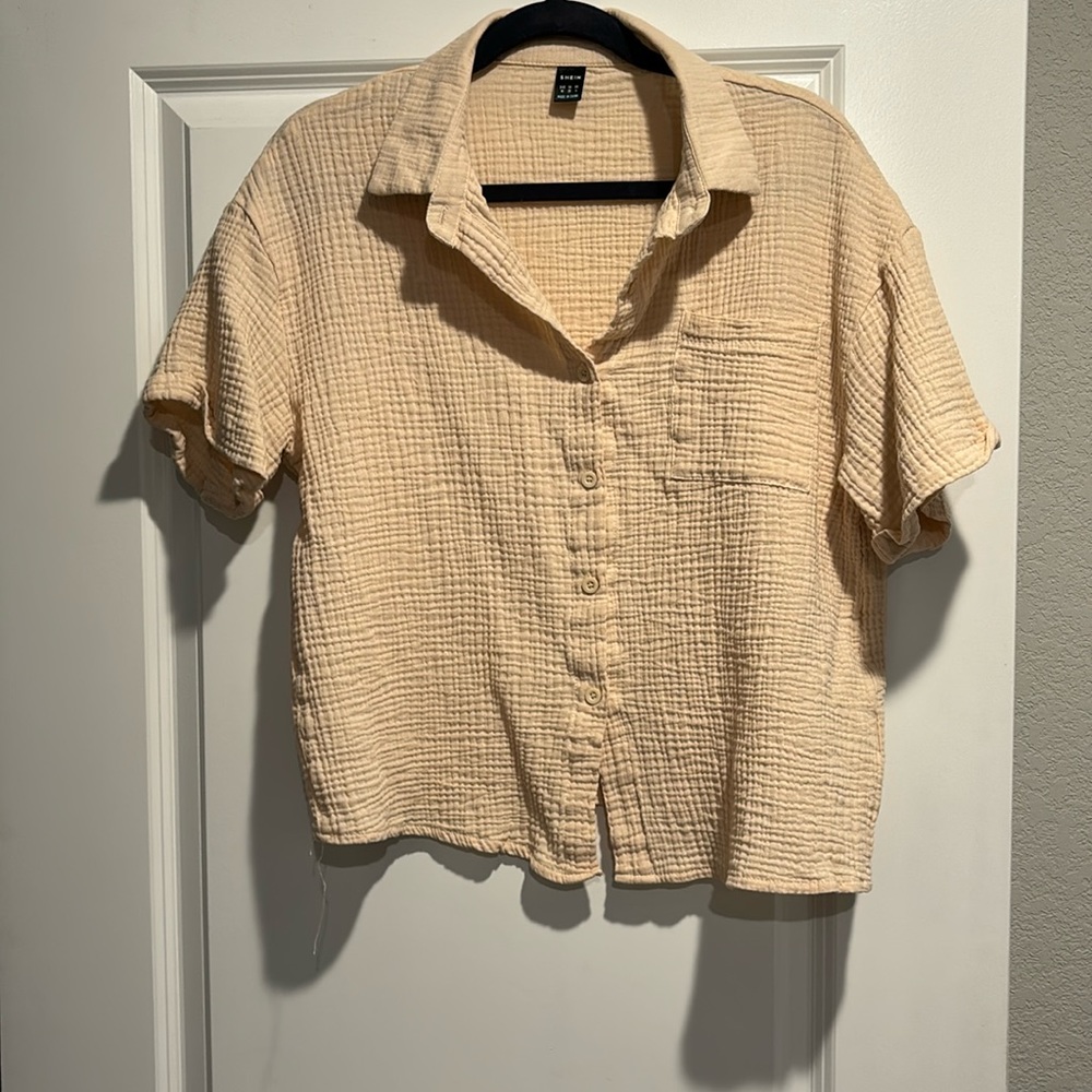 SHEIN muslin button up top